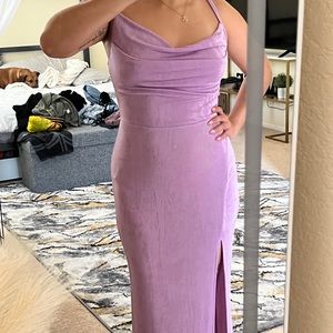 Cowl neck high slit maxi dress
